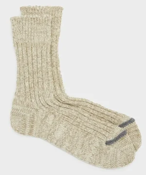 Flash Sale RoToTo Recycled Cotton Ribbed Crew Sock in Beige Brown