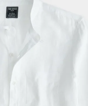 Outlet Todd Snyder Sea Soft Linen Band Collar Long Sleeve Shirt in White