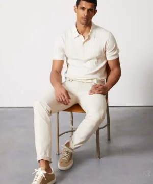 Best Todd Snyder Silk Cotton Ribbed Polo in Bisque White