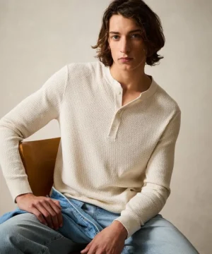 Best Sale Todd Snyder Silk Henley in Bisque White