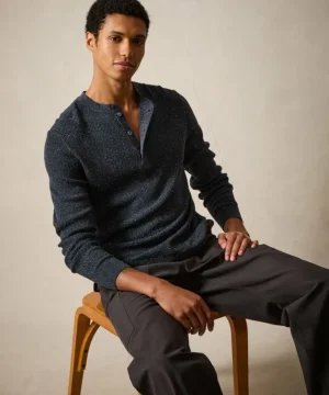Cheap Todd Snyder Silk Henley in Navy Blue