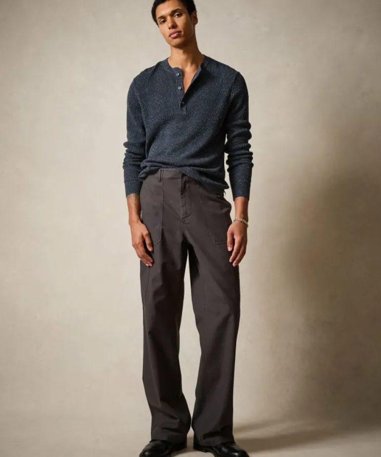 Cheap Todd Snyder Silk Henley in Navy Blue