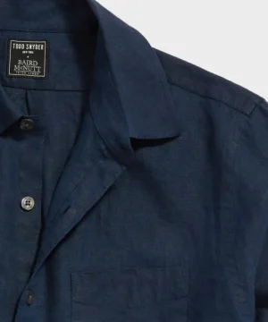 Sale Todd Snyder Slim Fit Sea Soft Irish Linen Shirt in Navy Blue