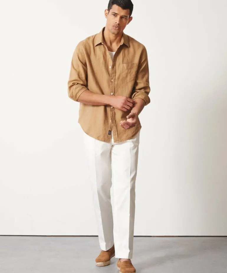 Store Todd Snyder Slim Fit Sea Soft Irish Linen Shirt in Vintage Brown