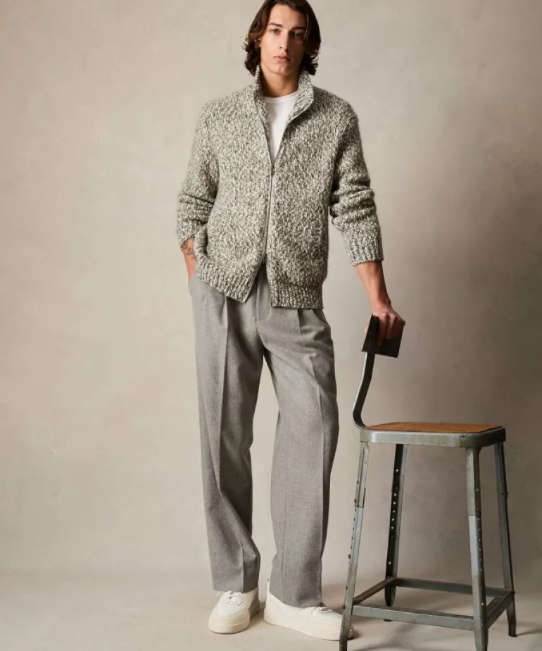 Cheap Todd Snyder Slubby Full-Zip Sweater in Faded Black