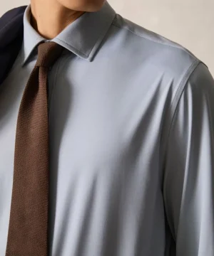 Best Sale Todd Snyder Stretch Knit Spread Collar Dress Shirt in Grey