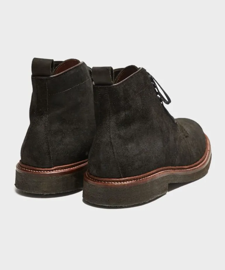 Cheap Alden Todd Snyder x Plain Toe Boot in Reverse Earth Chamois Black