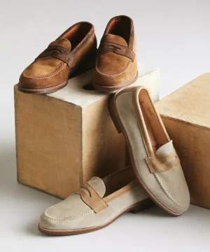 New Alden Todd Snyder x Two-Tone Penny Loafer in Milkshake White