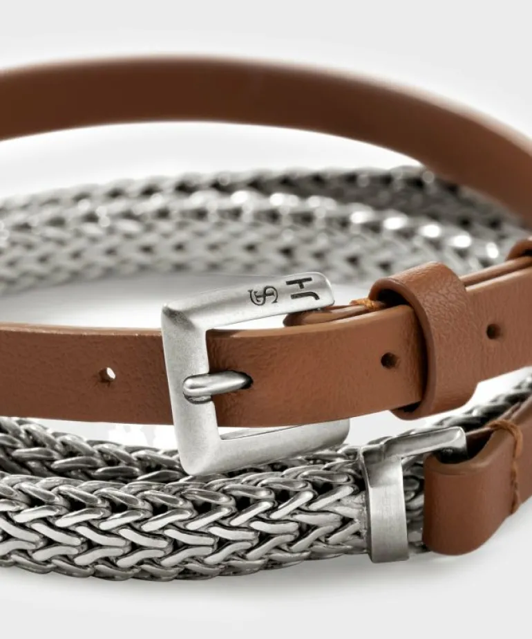 Cheap Todd Snyder x John Hardy Flat Silver Chain and Leather Bracelet Multi
