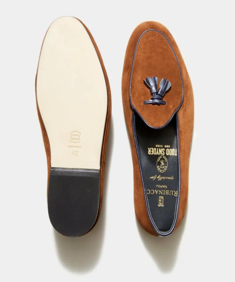 Shop Rubinacci Todd Snyder x Marphy Suede Loafer in Tobacco Brown