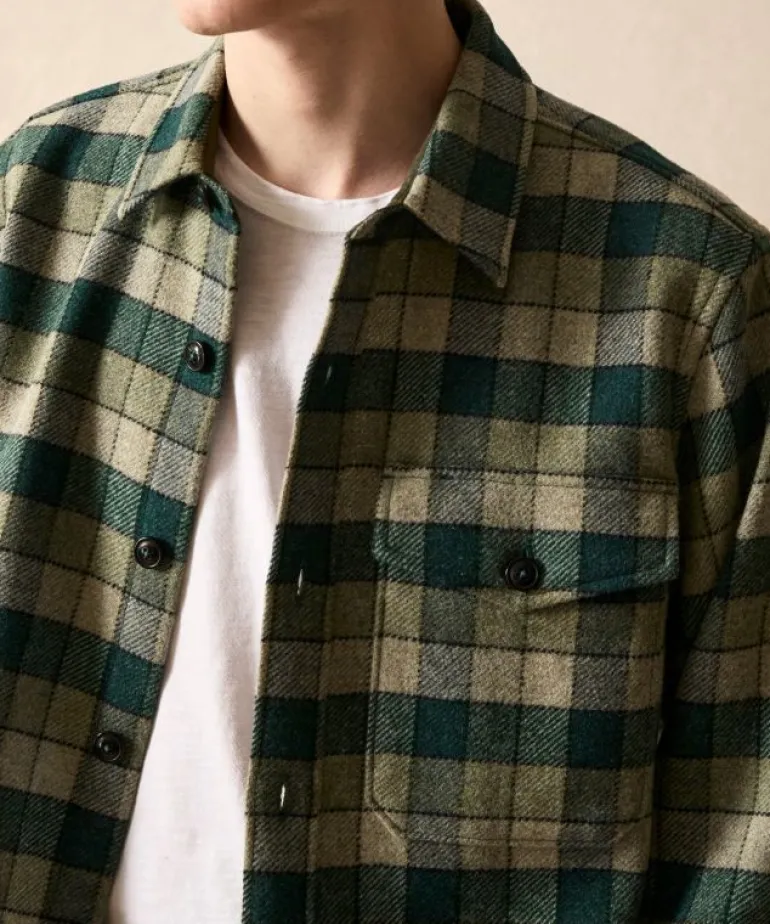 New Todd Snyder Wool Plaid Utility Shirt Jacket in Grey